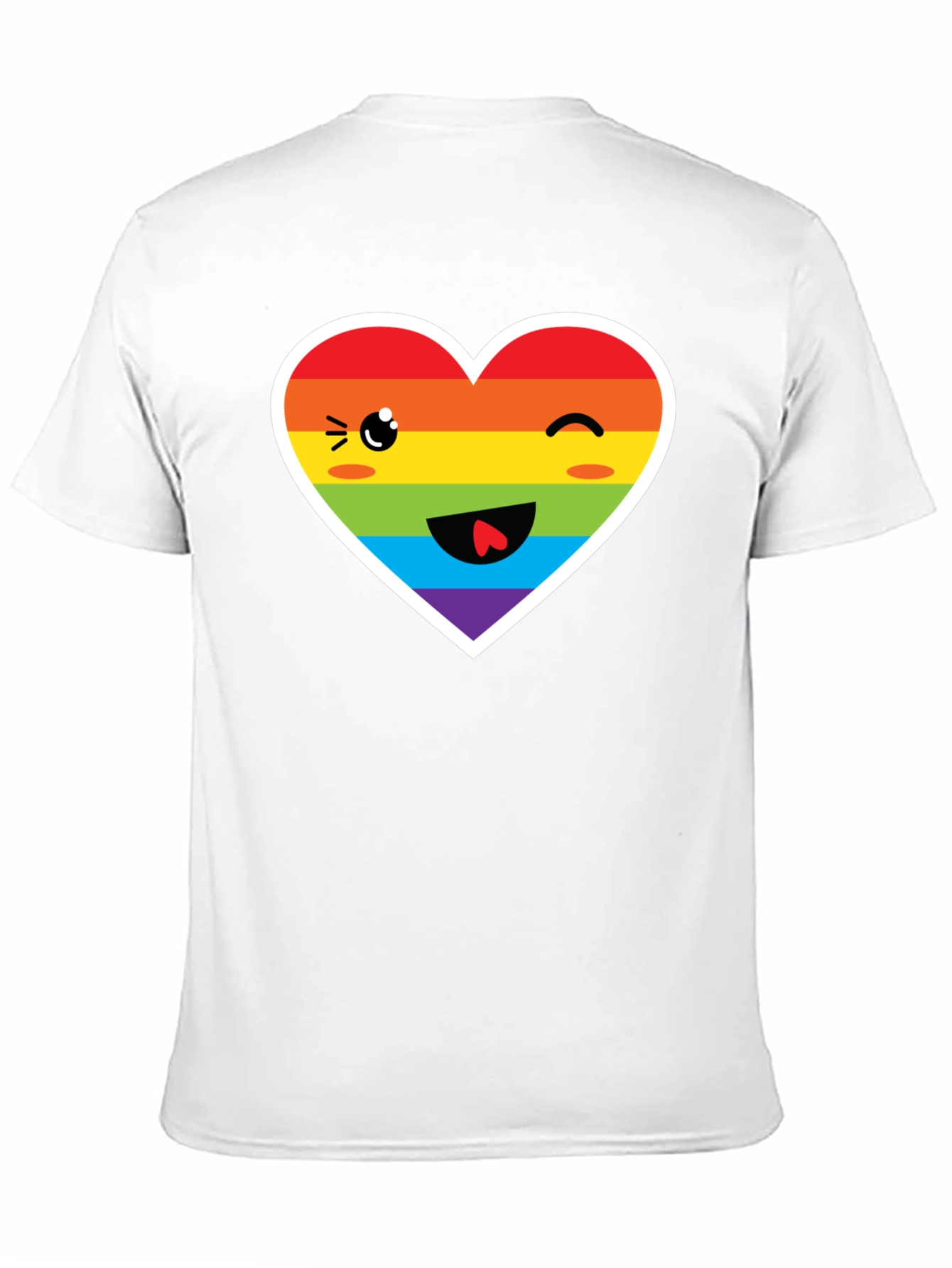 Rainbow Heart Face Black T-Shirt