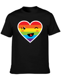 Rainbow Heart Face Black T-Shirt