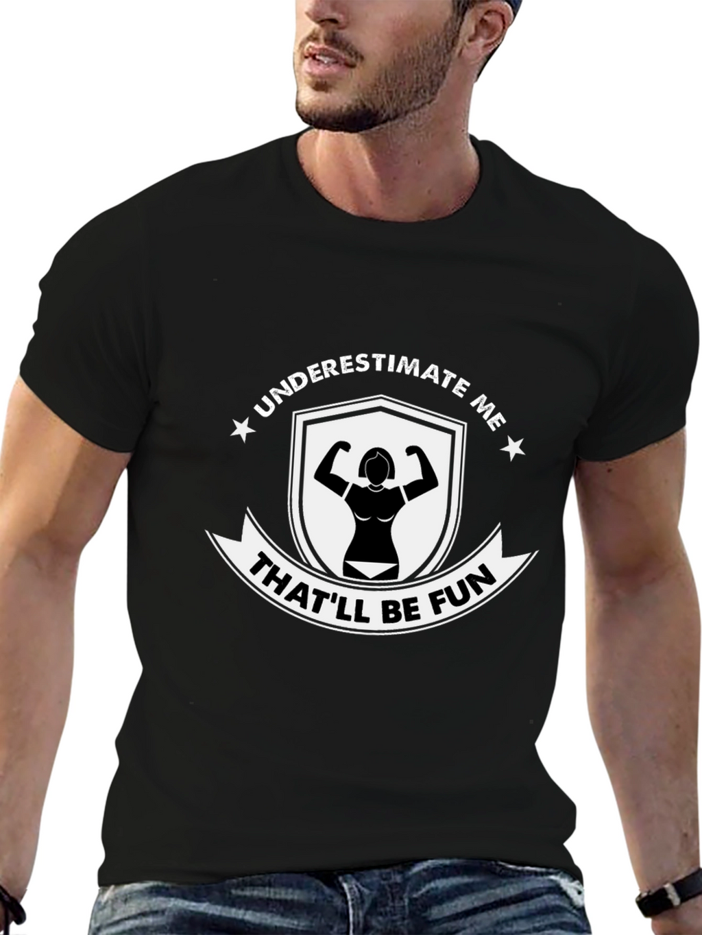 Underestimate Me Black Graphic Tee