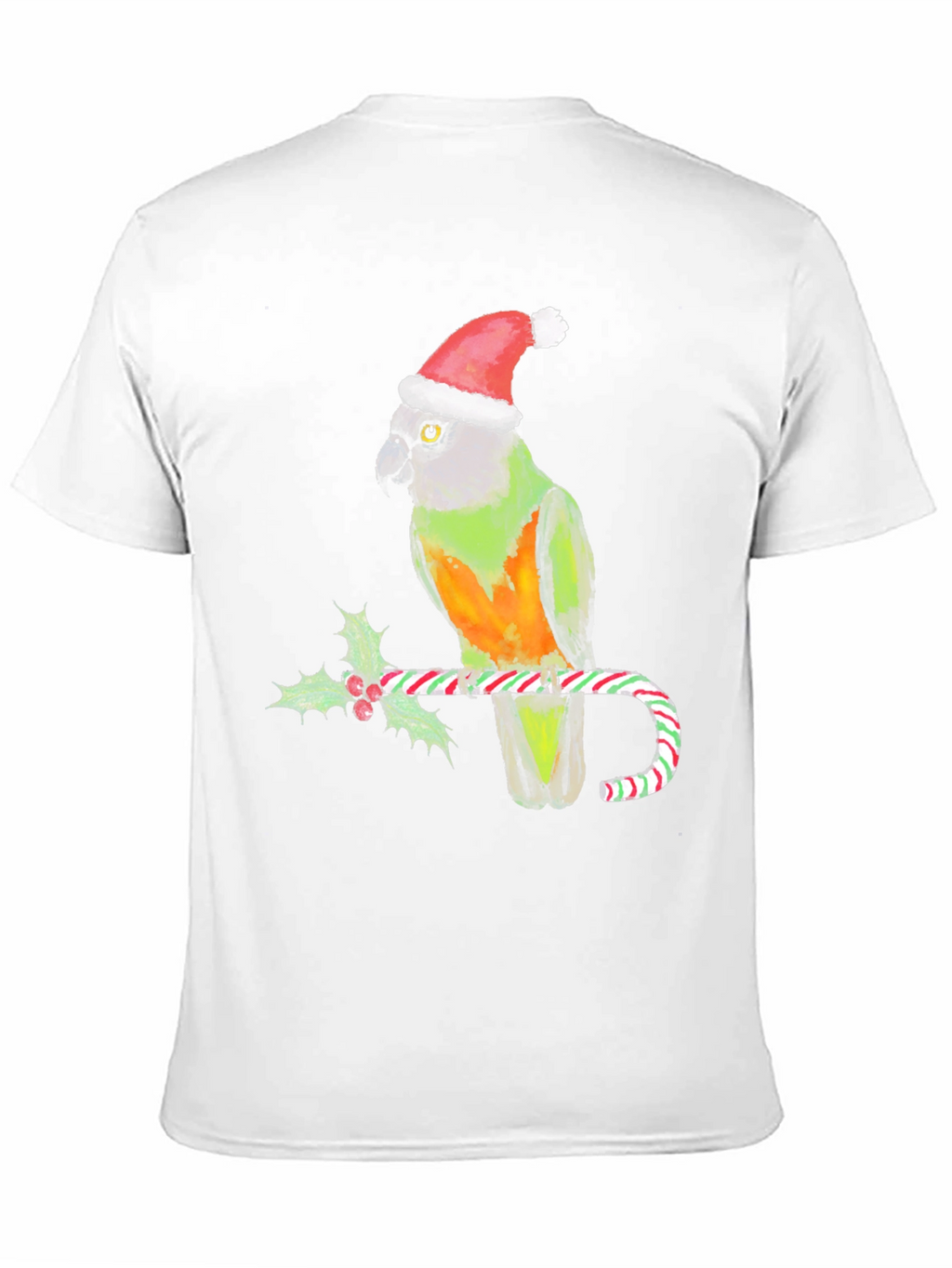 Christmas Parrot T-Shirt - Holiday Bird on Candy Cane