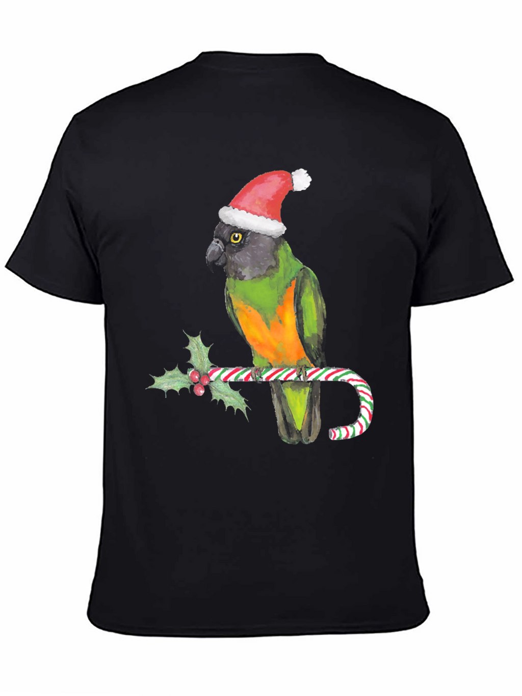 Christmas Parrot T-Shirt - Holiday Bird on Candy Cane
