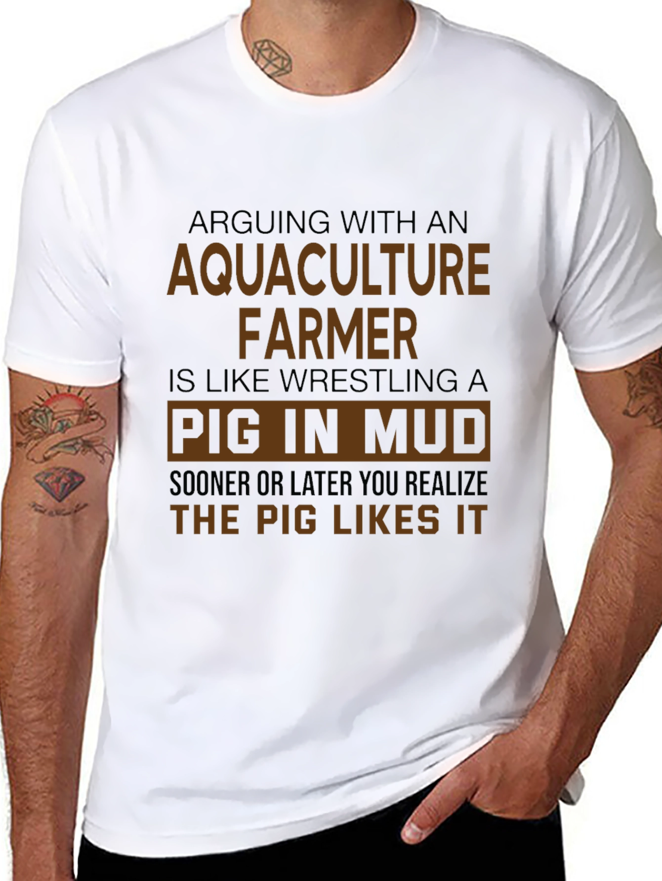 Aquaculture Farmer Pig in Mud Graphic Tee