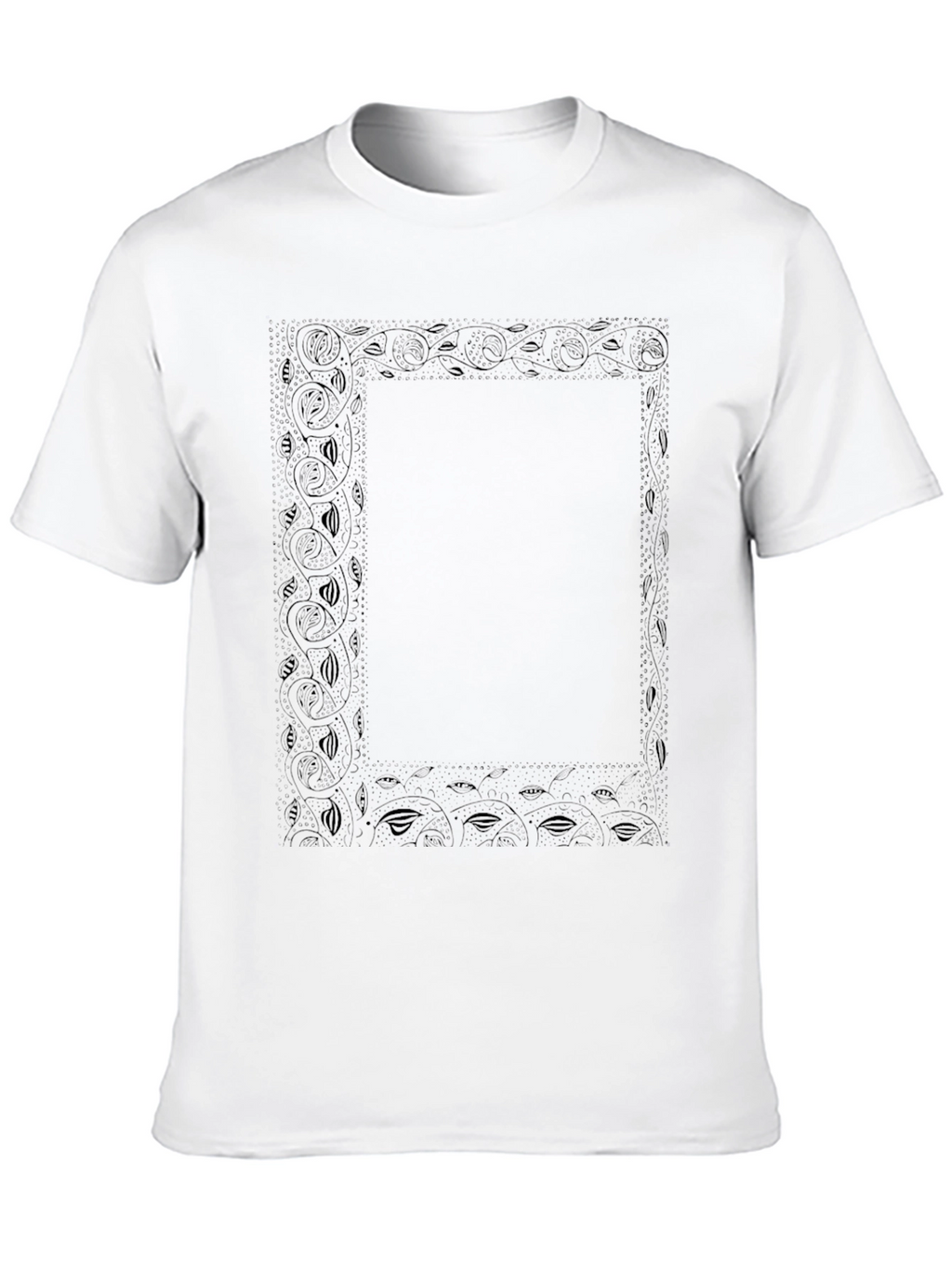 Black Floral Bordered Graphic T-Shirt