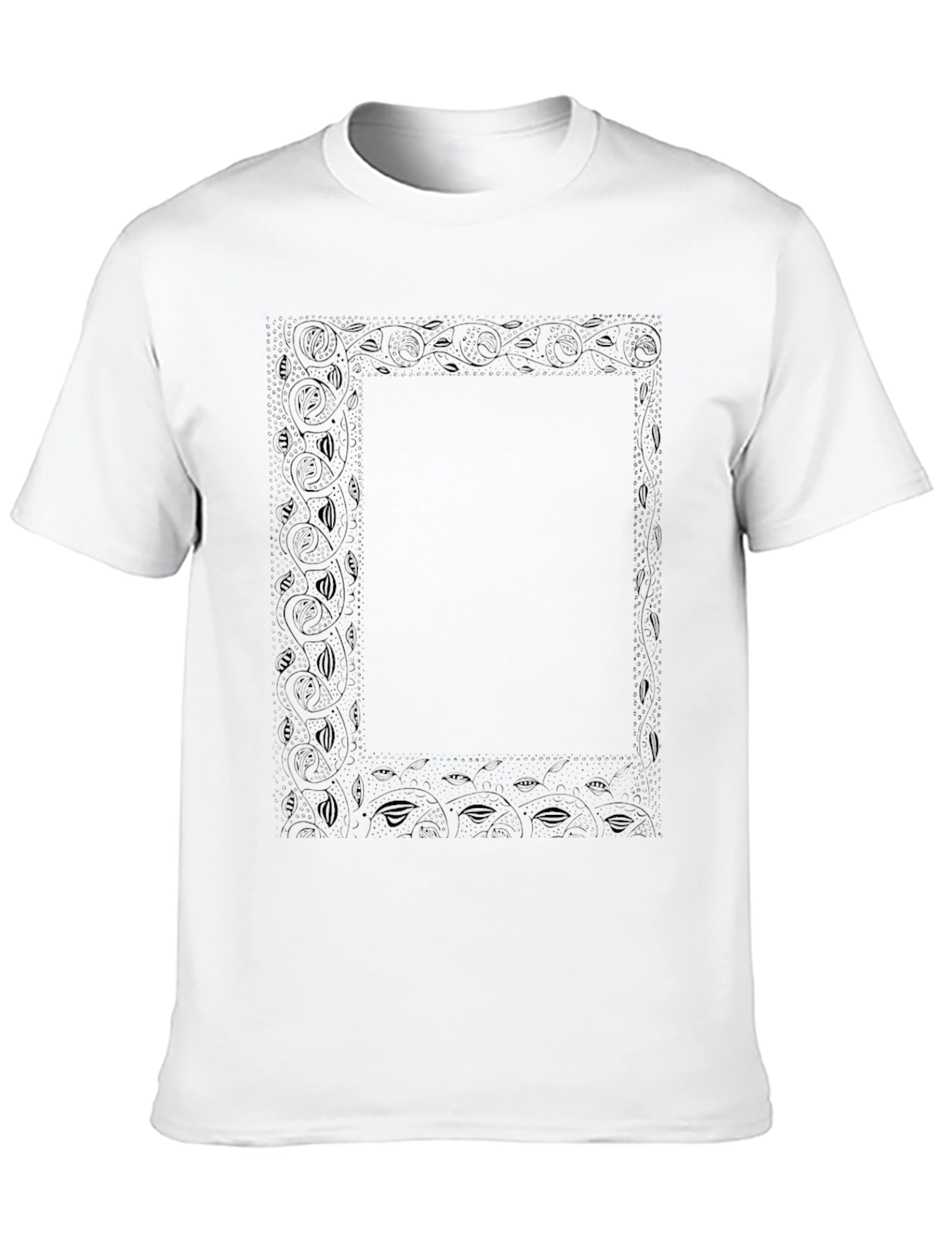 Black Floral Bordered Graphic T-Shirt