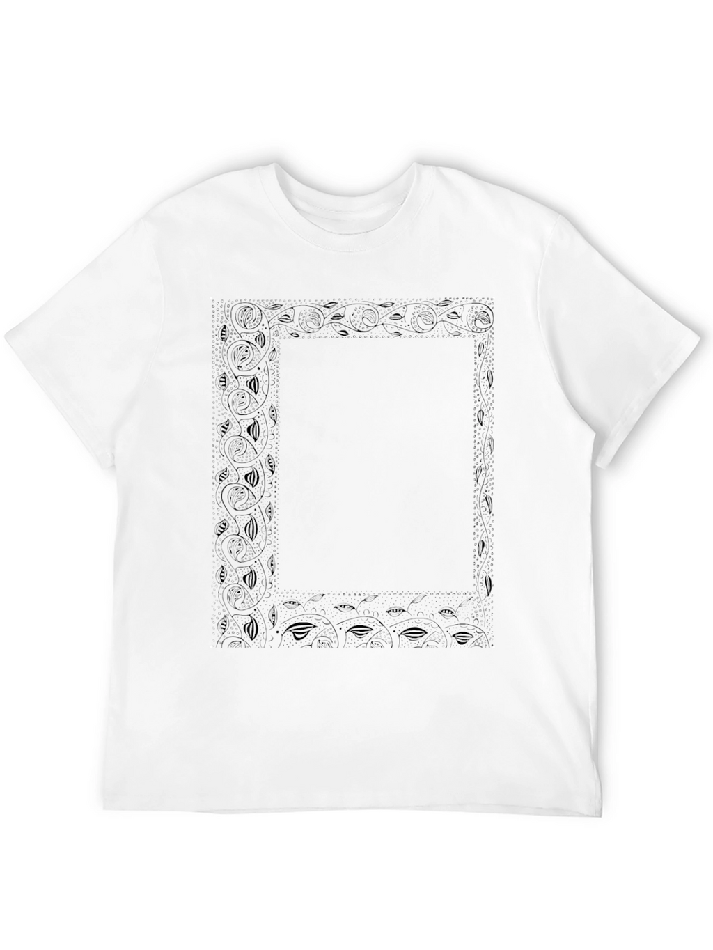 Black Floral Bordered Graphic T-Shirt