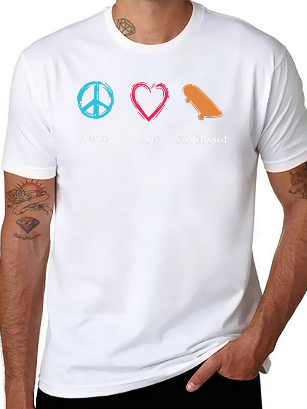 Peace Love Skateboard Graphic Tee