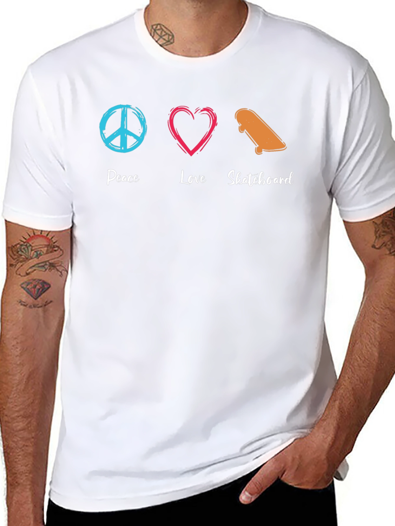 Peace Love Skateboard Graphic Tee