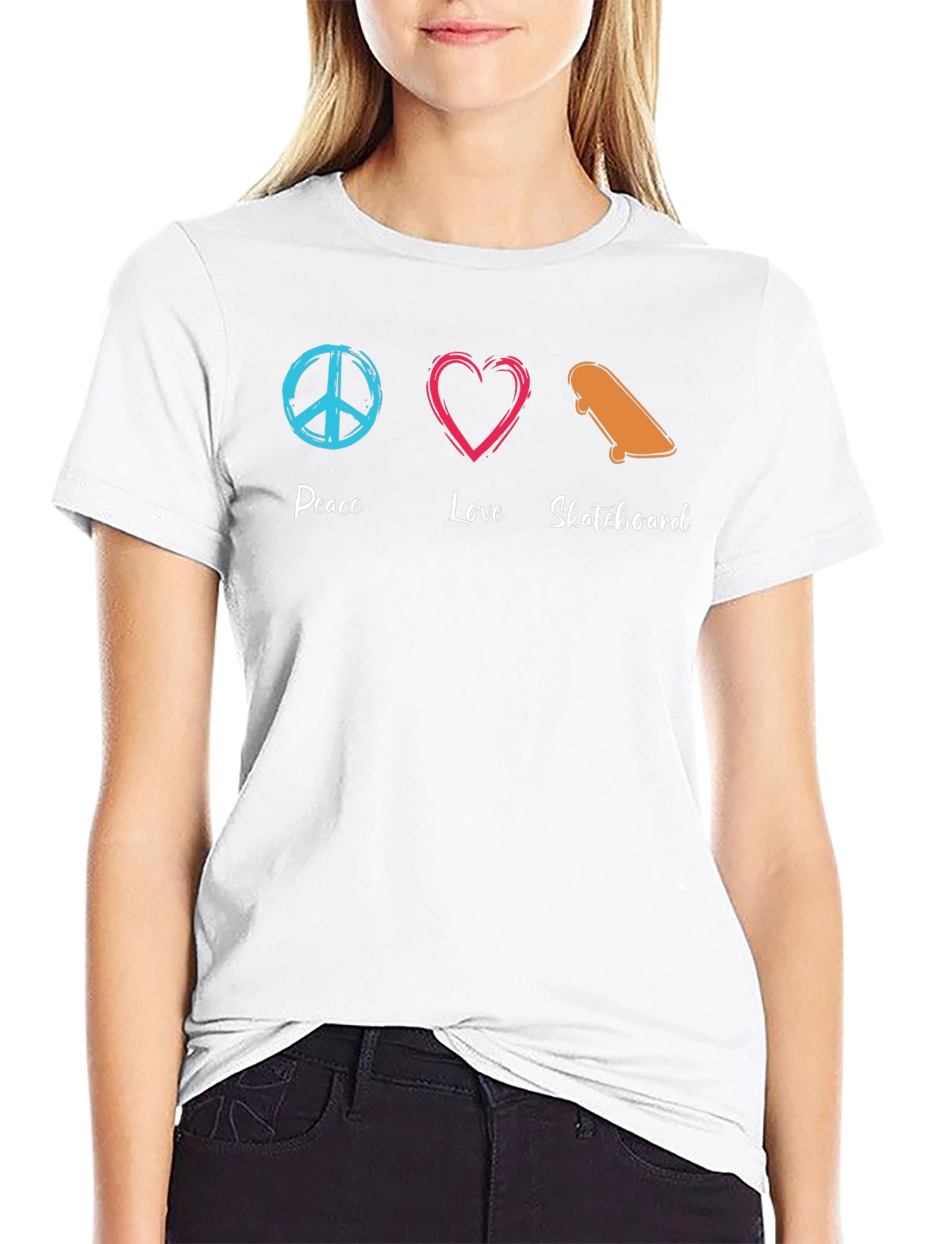 Peace Love Skateboard Graphic Tee