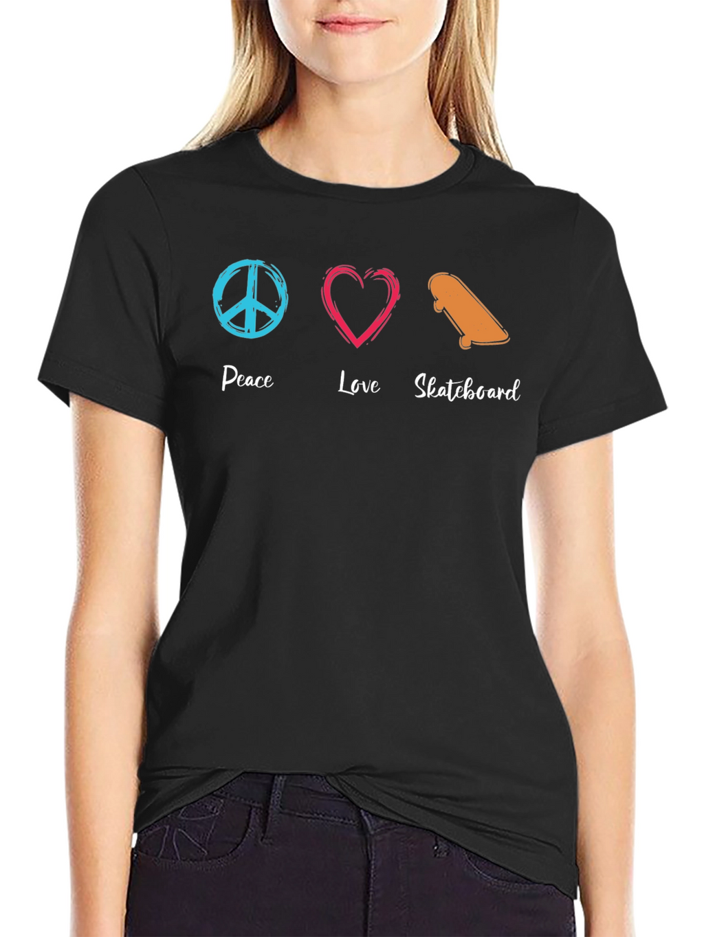 Peace Love Skateboard Graphic Tee
