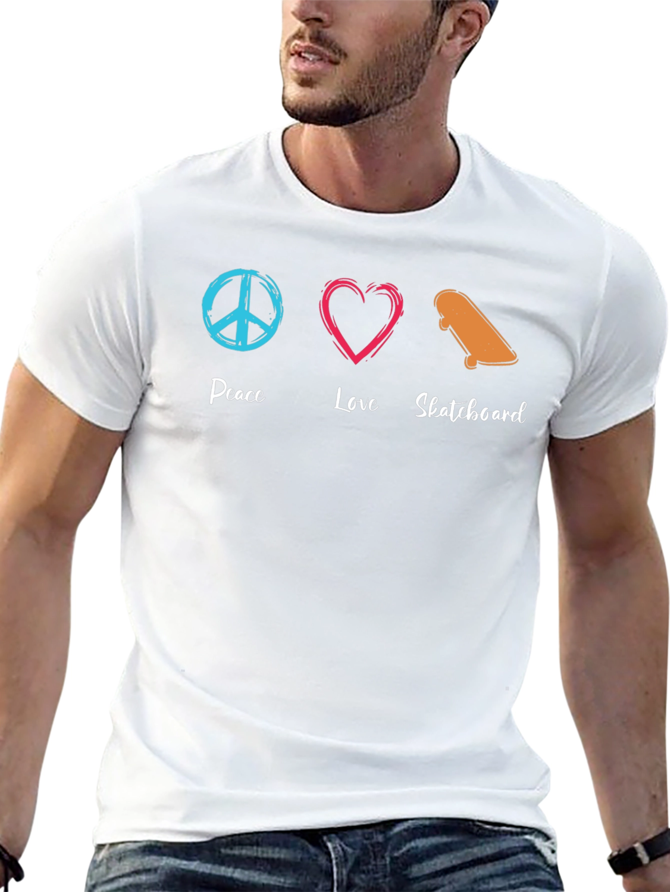 Peace Love Skateboard Graphic Tee