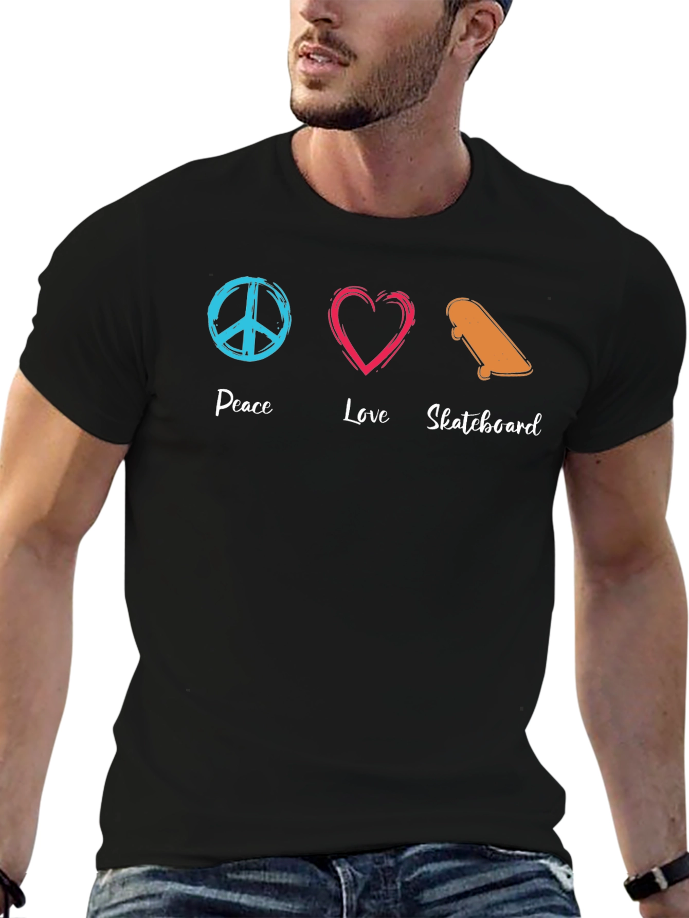 Peace Love Skateboard Graphic Tee