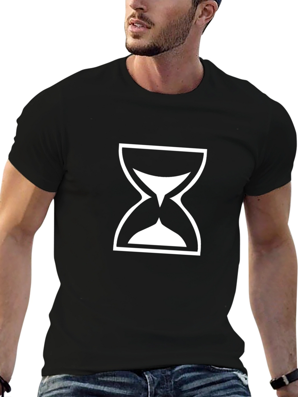 Mens Black T-Shirt - Hourglass Graphic Tee