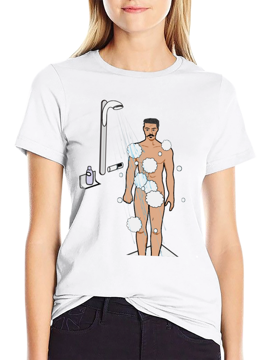 Humorous Shower Man Graphic T-Shirt