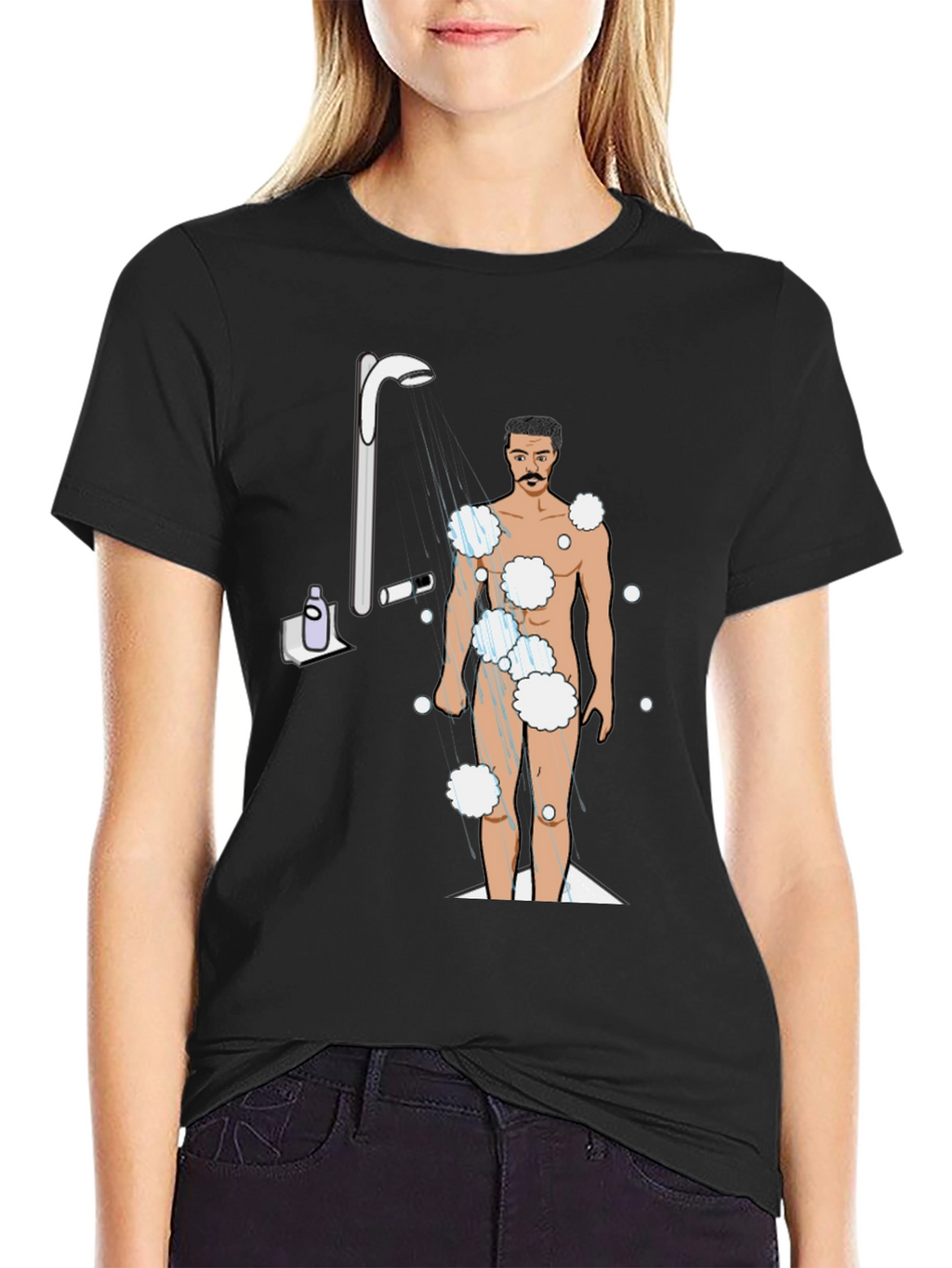 Humorous Shower Man Graphic T-Shirt