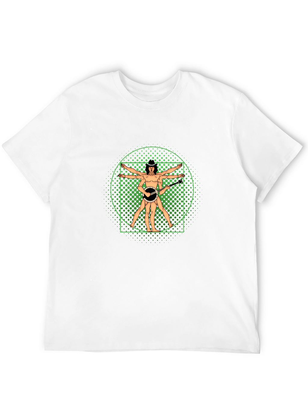 Vitruvian Banjo Player Black T-Shirt