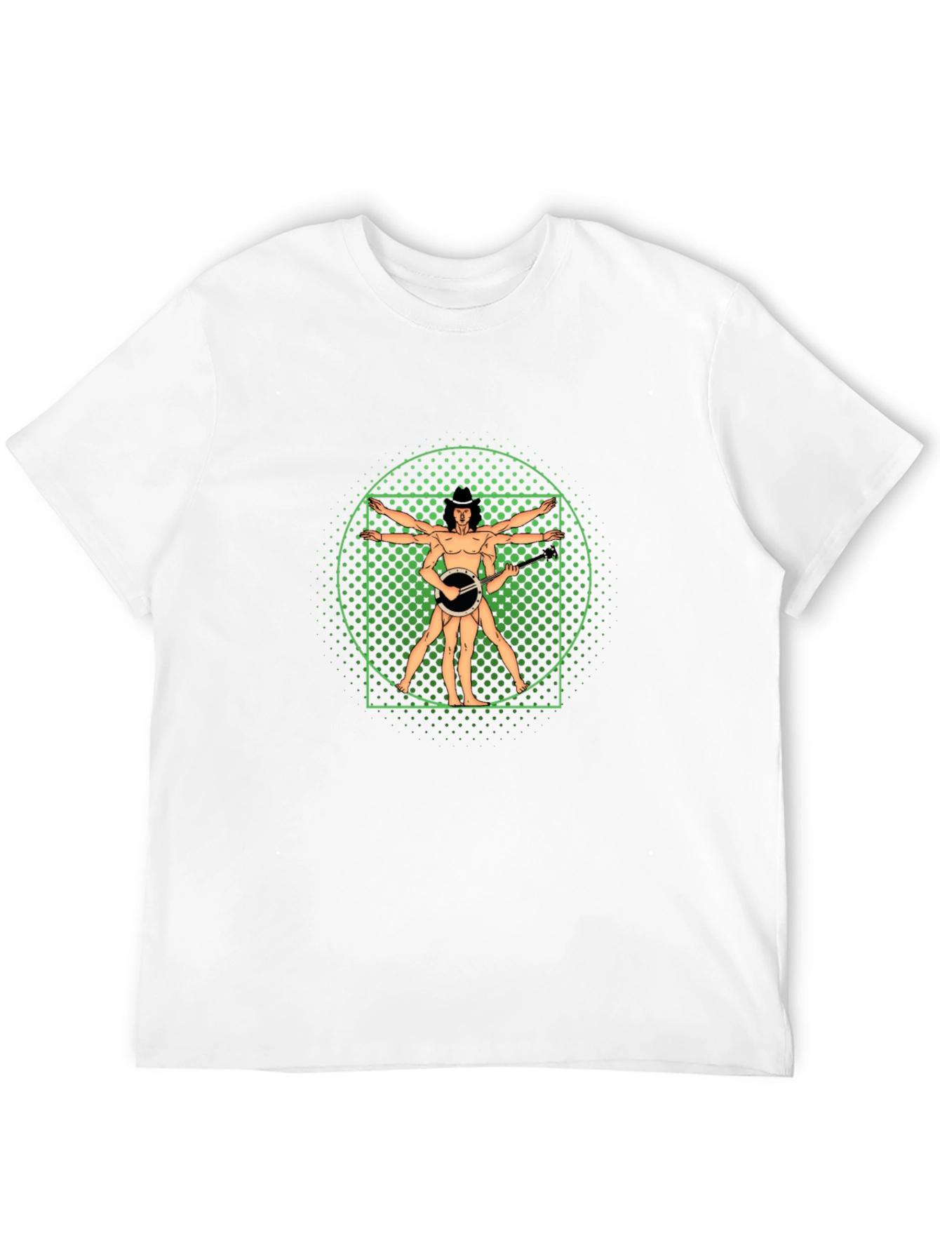 Vitruvian Banjo Player Black T-Shirt