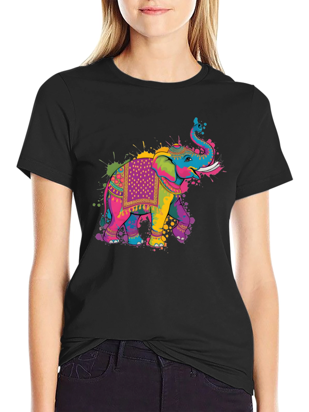 Colorful Elephant Graphic T-Shirt