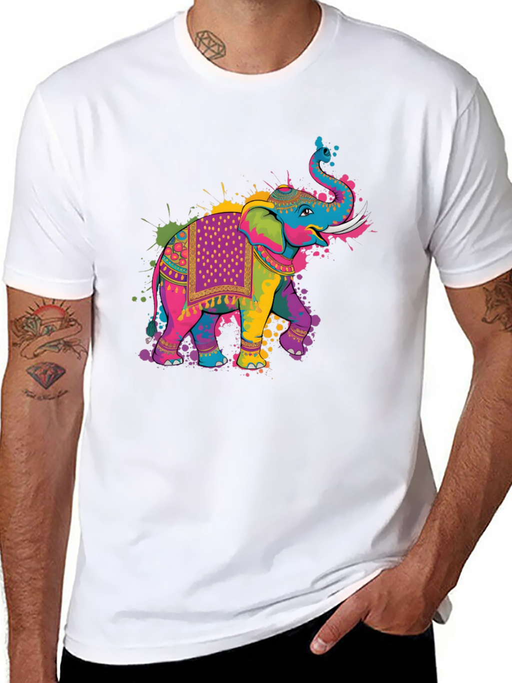 Colorful Elephant Graphic T-Shirt