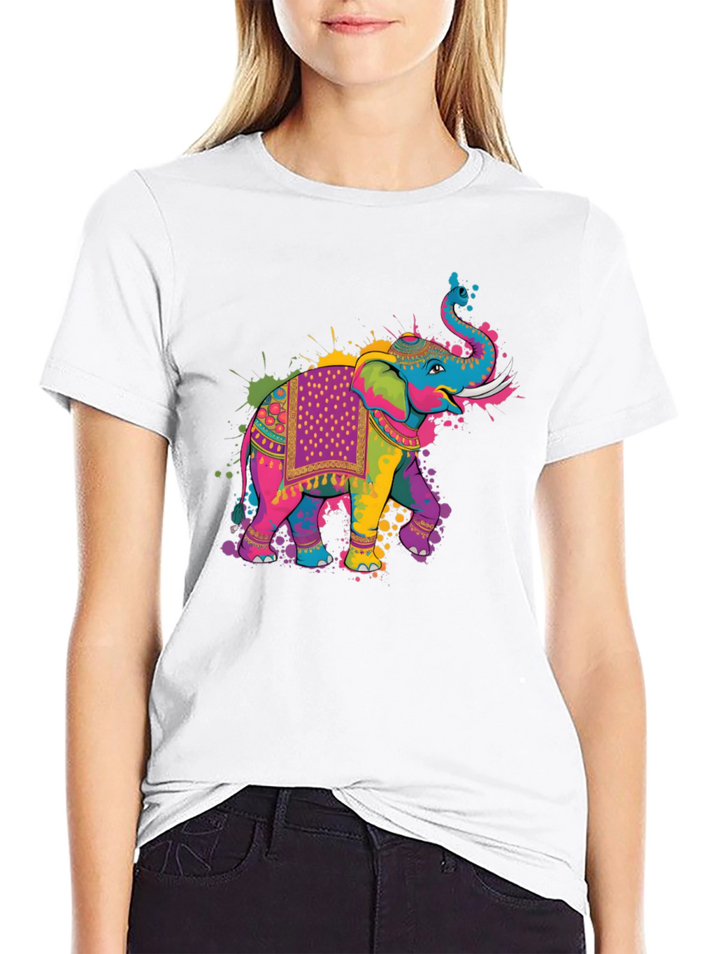 Colorful Elephant Graphic T-Shirt