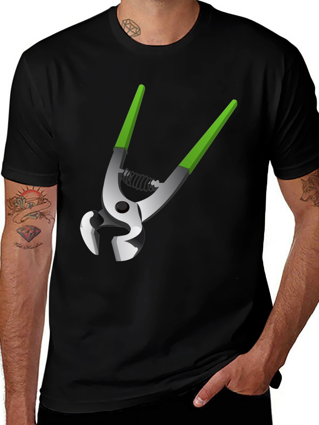 Novelty Pliers Graphic Tee - Black Cotton Blend