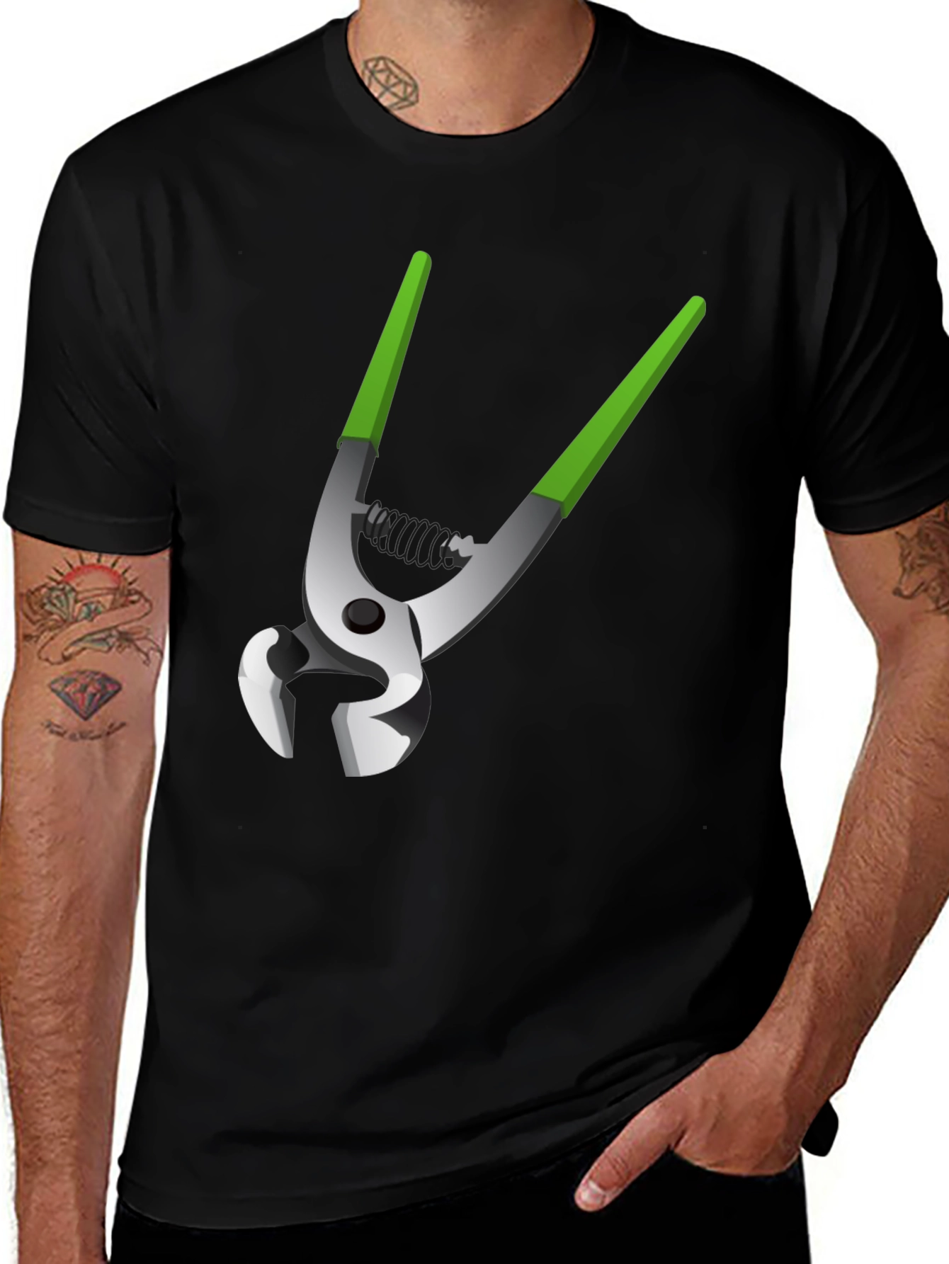 Novelty Pliers Graphic Tee - Black Cotton Blend