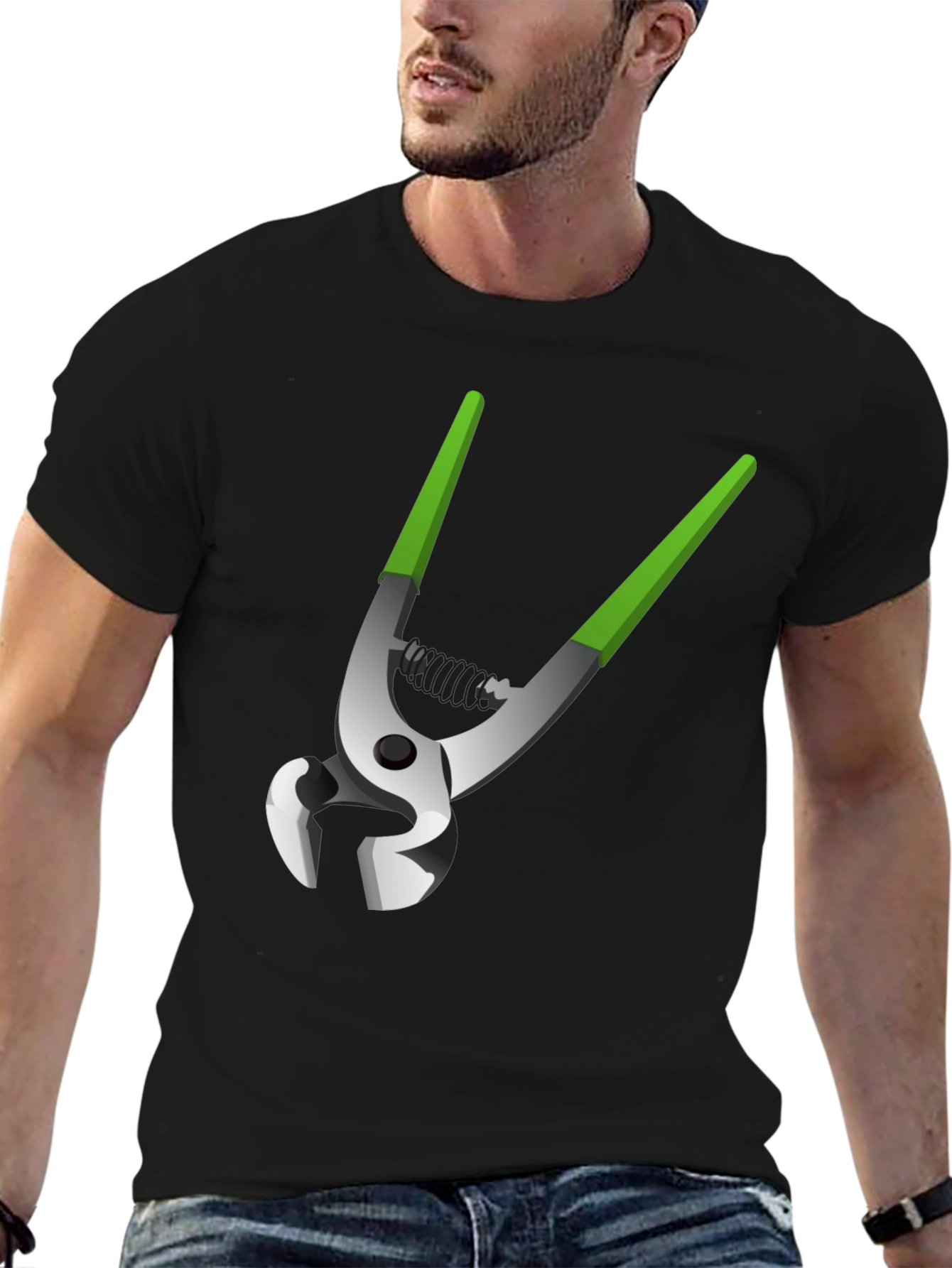 Novelty Pliers Graphic Tee - Black Cotton Blend