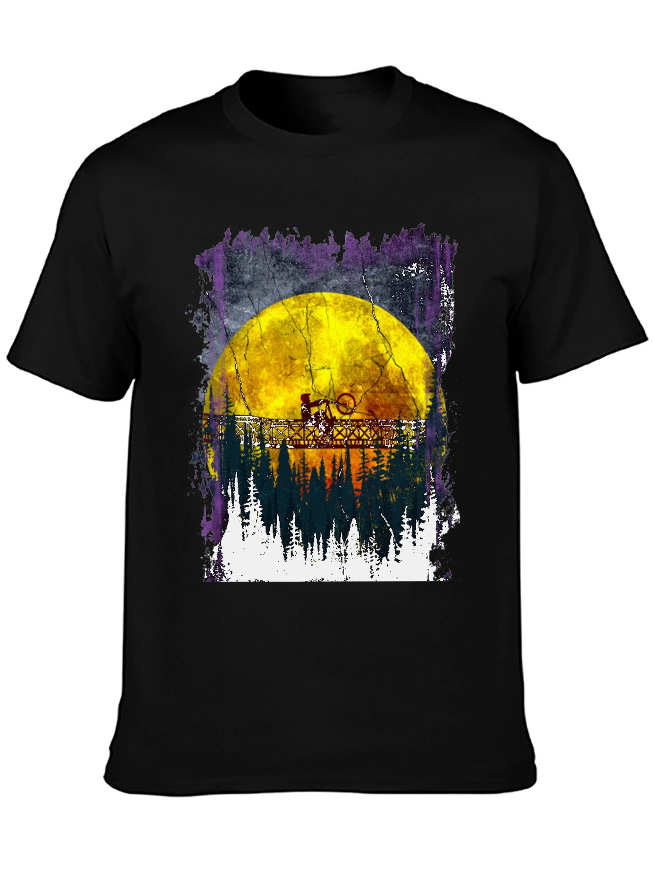 Bike Rider Moon Graphic T-Shirt