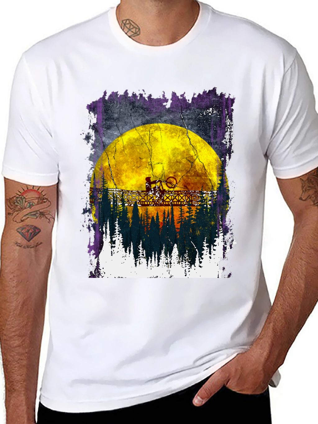 Bike Rider Moon Graphic T-Shirt