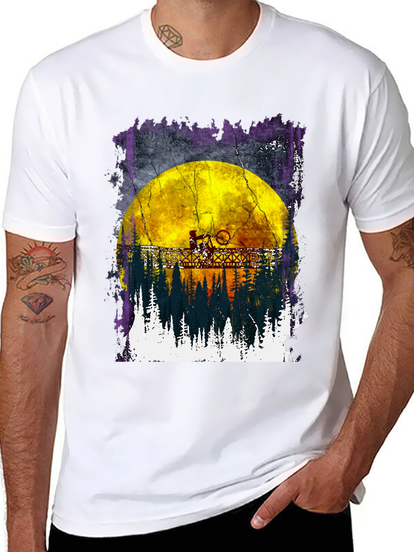 Bike Rider Moon Graphic T-Shirt