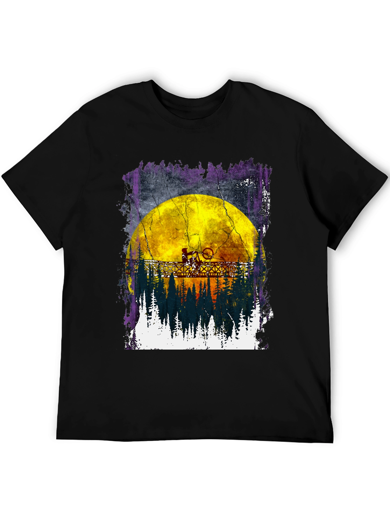 Bike Rider Moon Graphic T-Shirt