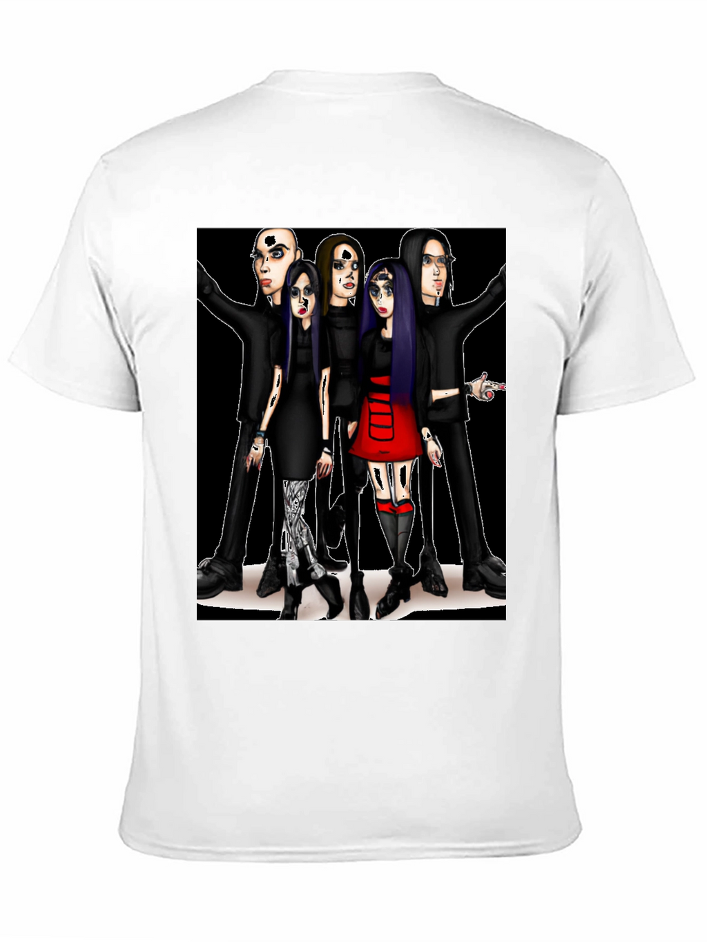 Cartoon Band Graphic T-Shirt Black