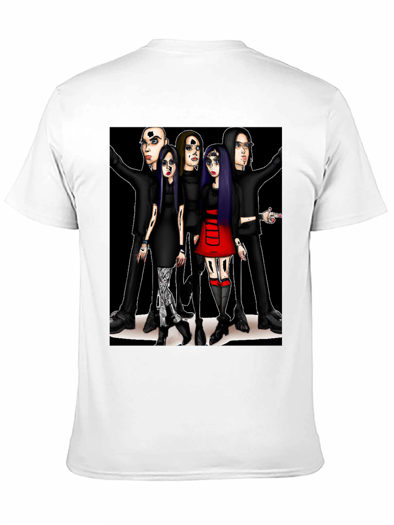Cartoon Band Graphic T-Shirt Black