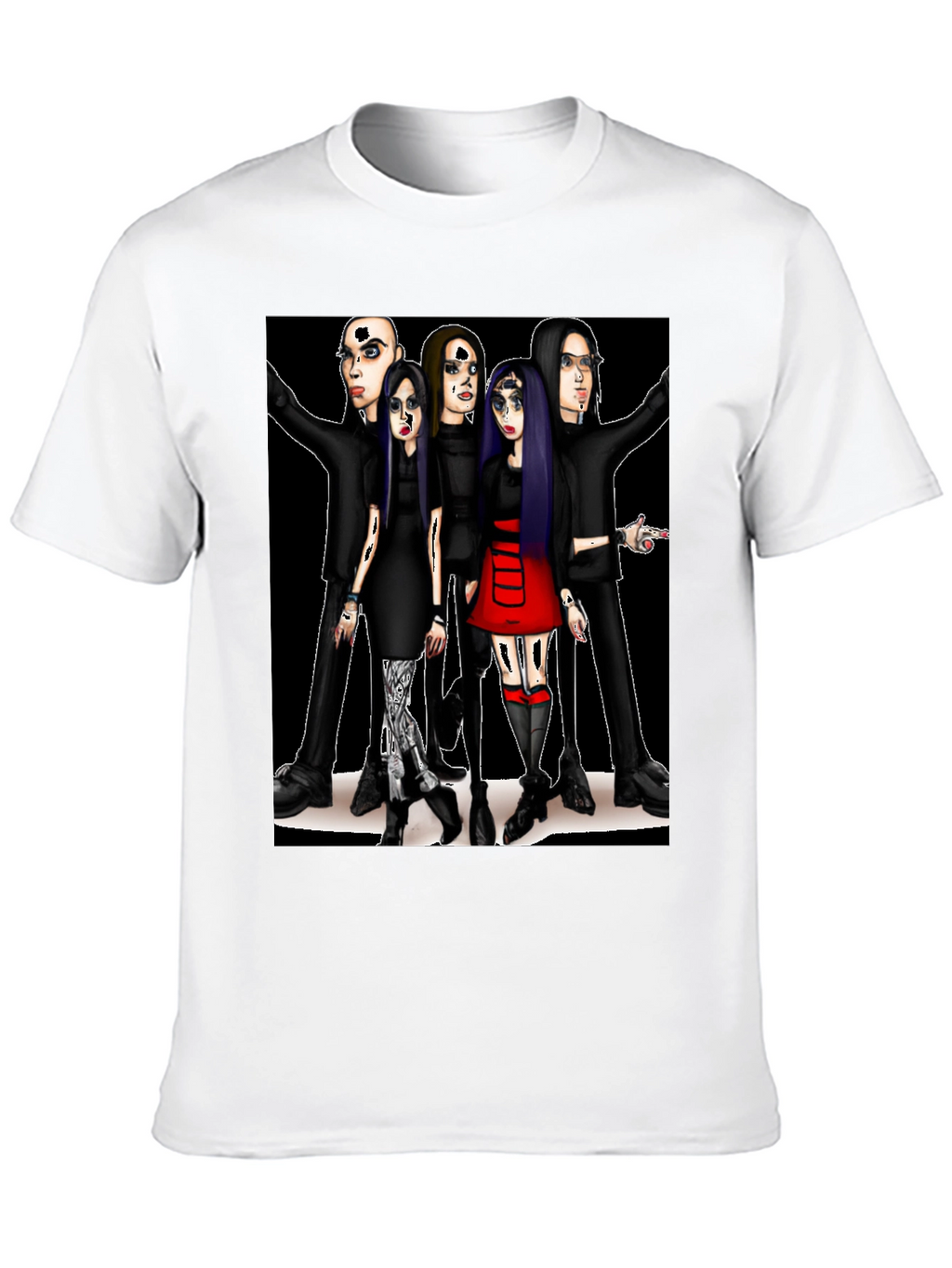 Cartoon Band Graphic T-Shirt Black