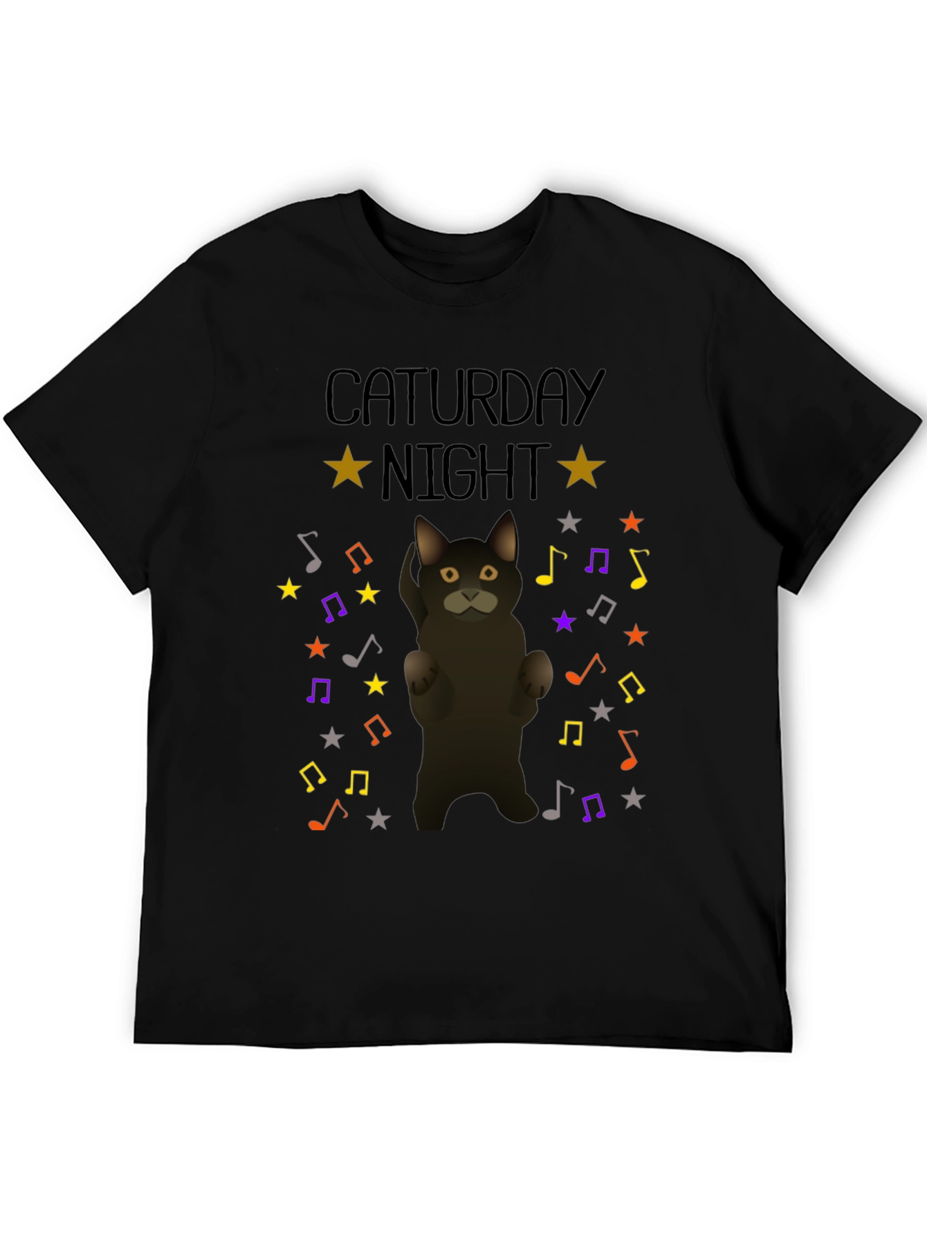 Caturday Night Cat Music Note T-Shirt