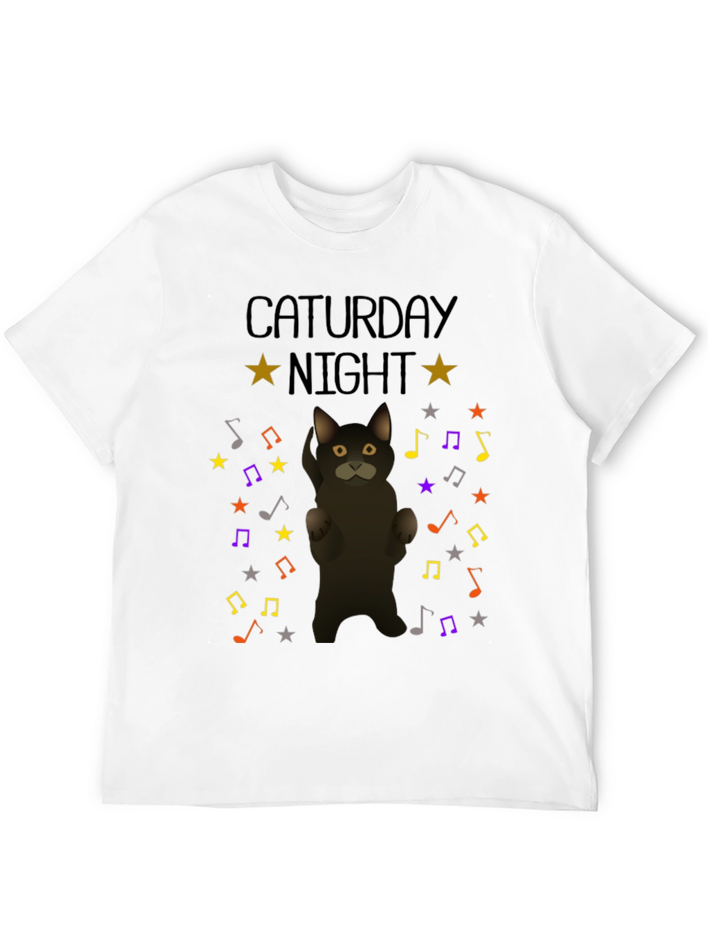 Caturday Night Cat Music Note T-Shirt