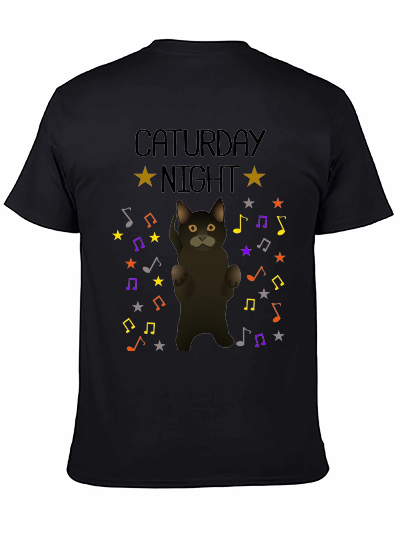 Caturday Night Cat Music Note T-Shirt