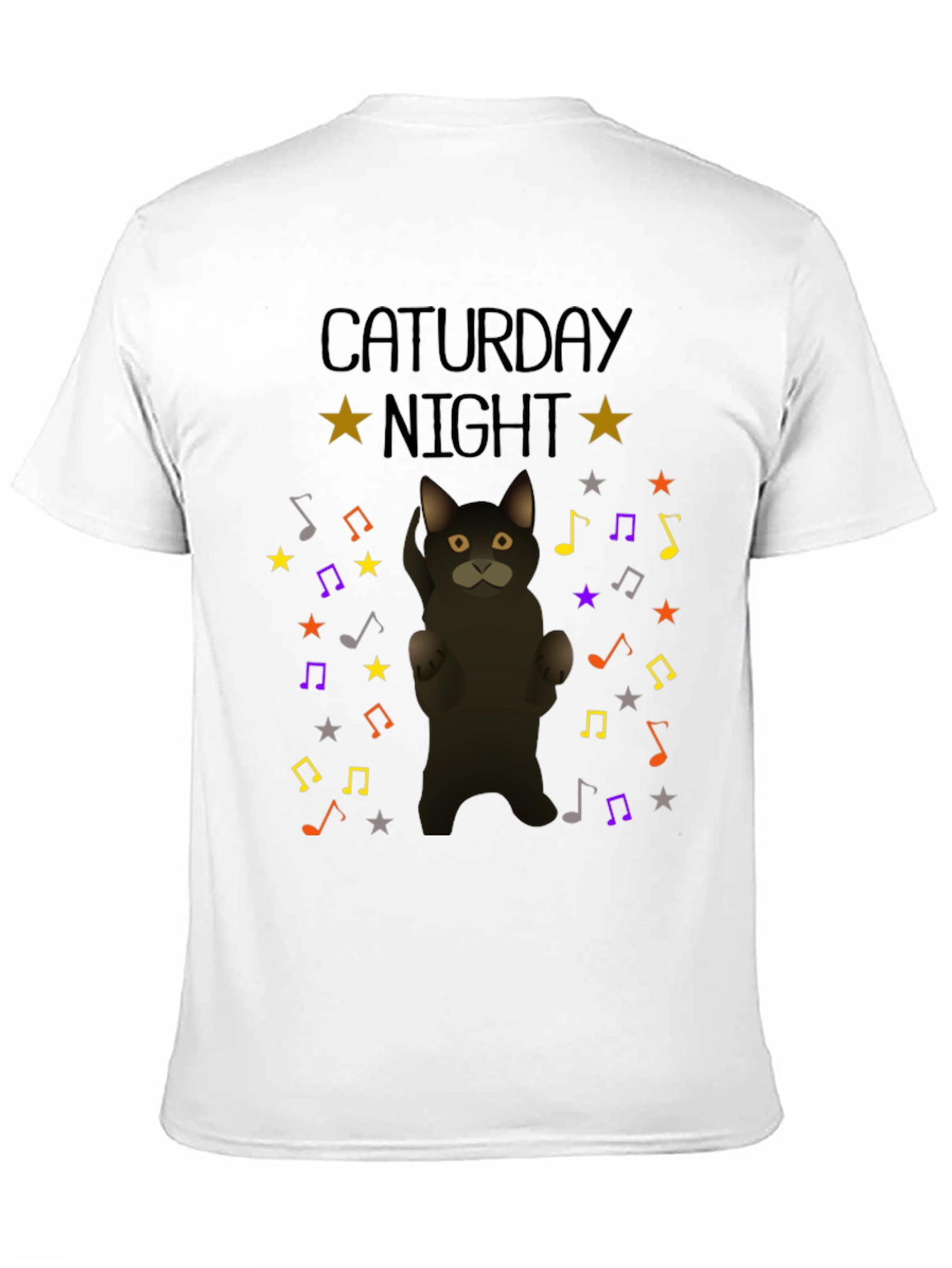 Caturday Night Cat Music Note T-Shirt