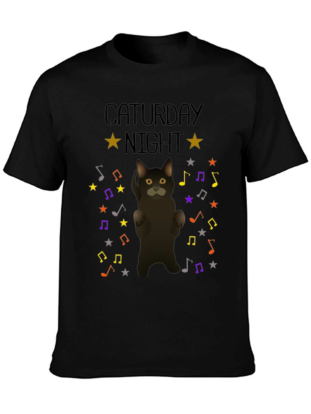 Caturday Night Cat Music Note T-Shirt