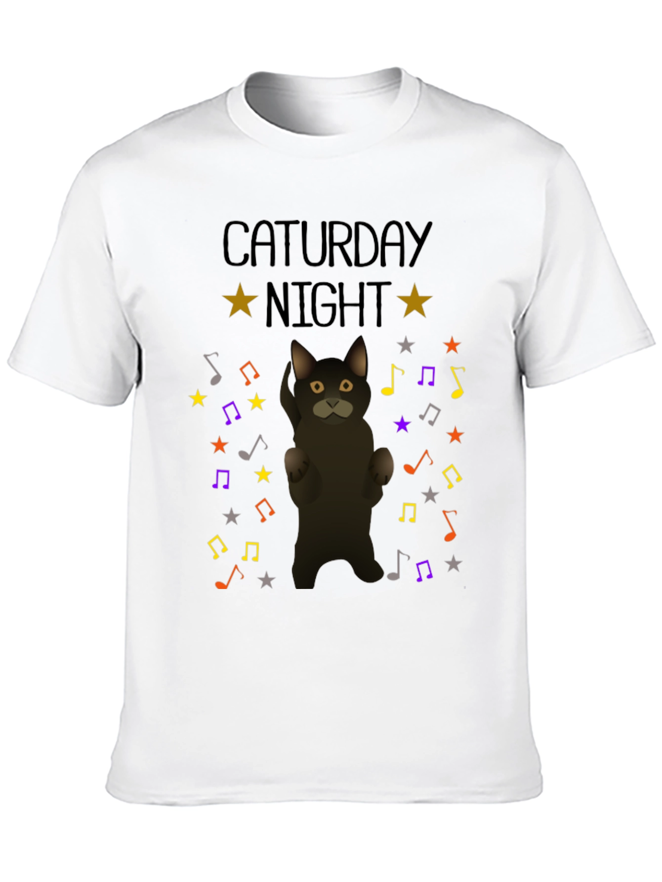 Caturday Night Cat Music Note T-Shirt
