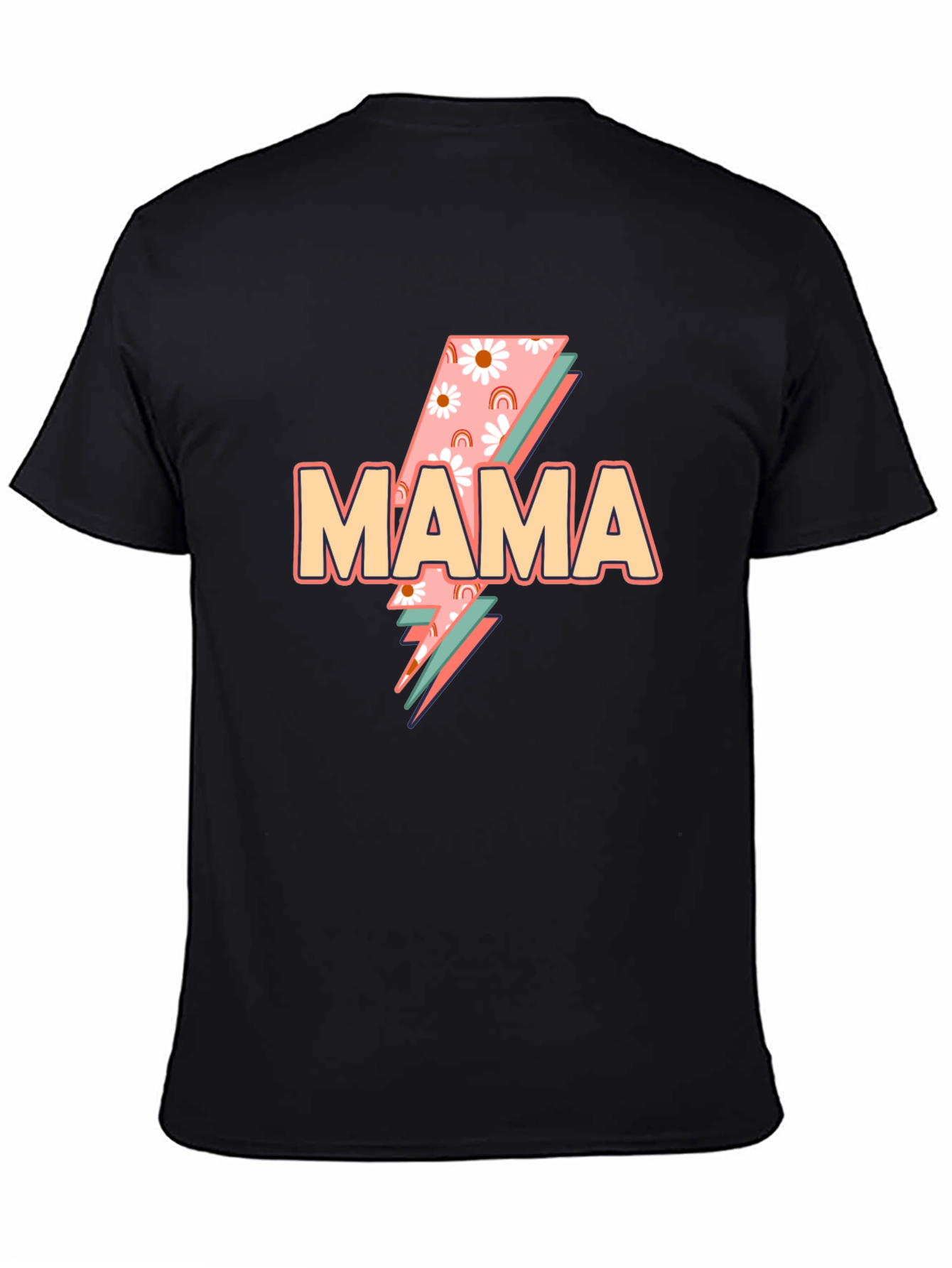 Mama Graphic Tee - Retro Lightning Bolt Mothers Day Shirt