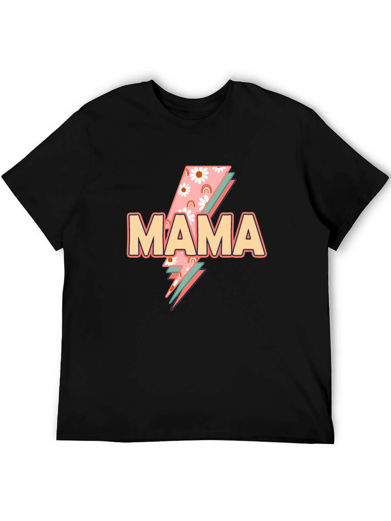 Mama Graphic Tee - Retro Lightning Bolt Mothers Day Shirt
