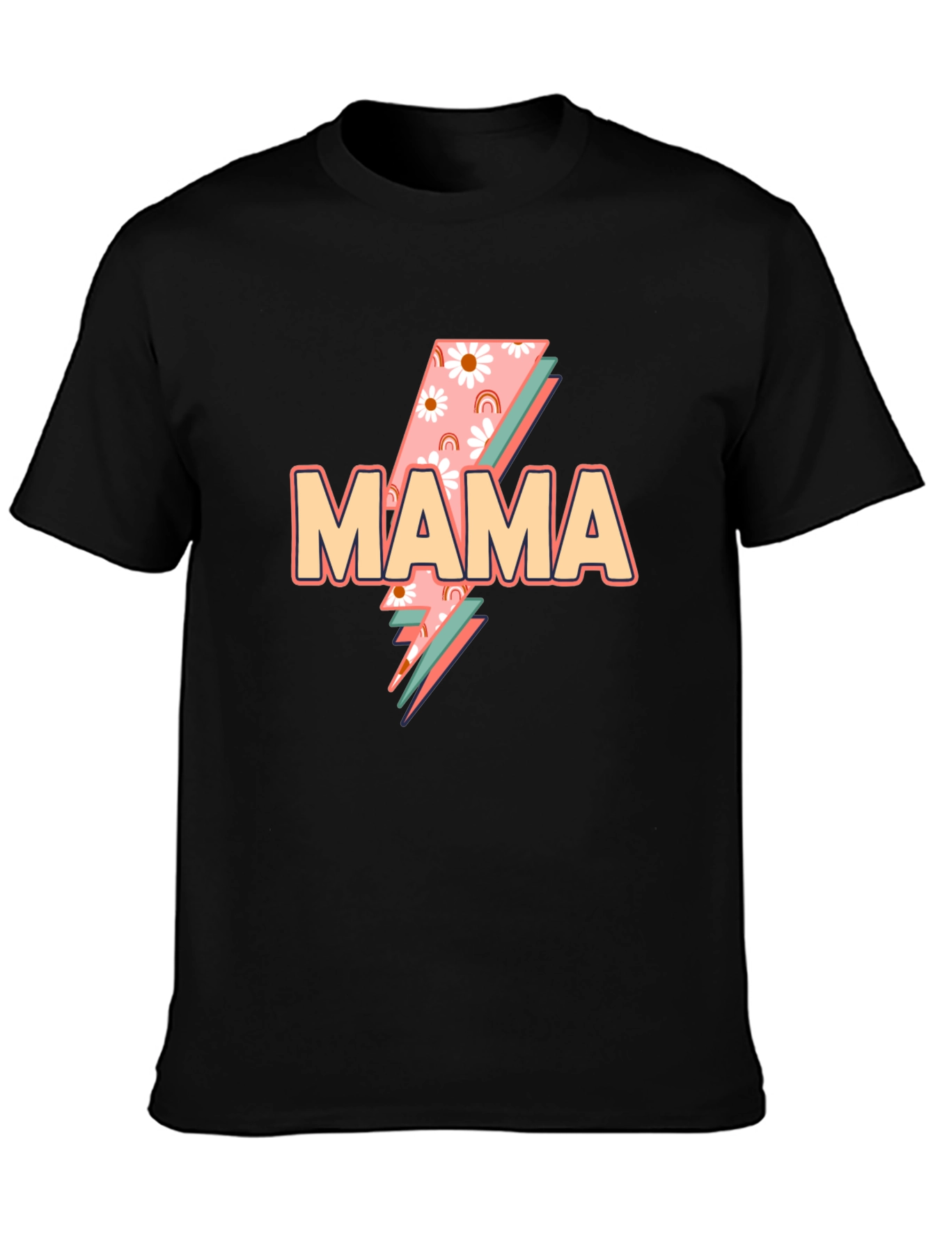 Mama Graphic Tee - Retro Lightning Bolt Mothers Day Shirt