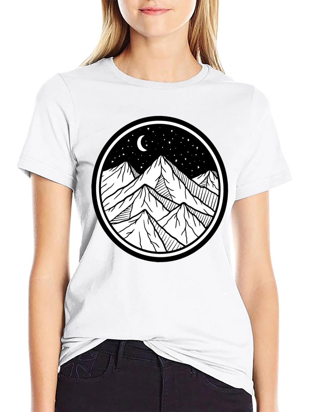 Mountain Scene Graphic Tee - Black