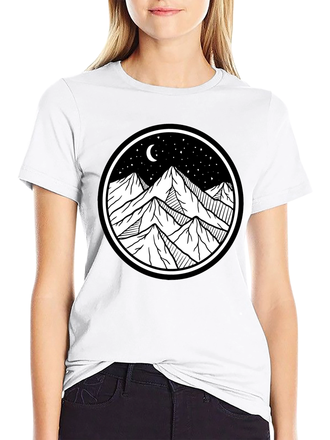 Mountain Scene Graphic Tee - Black