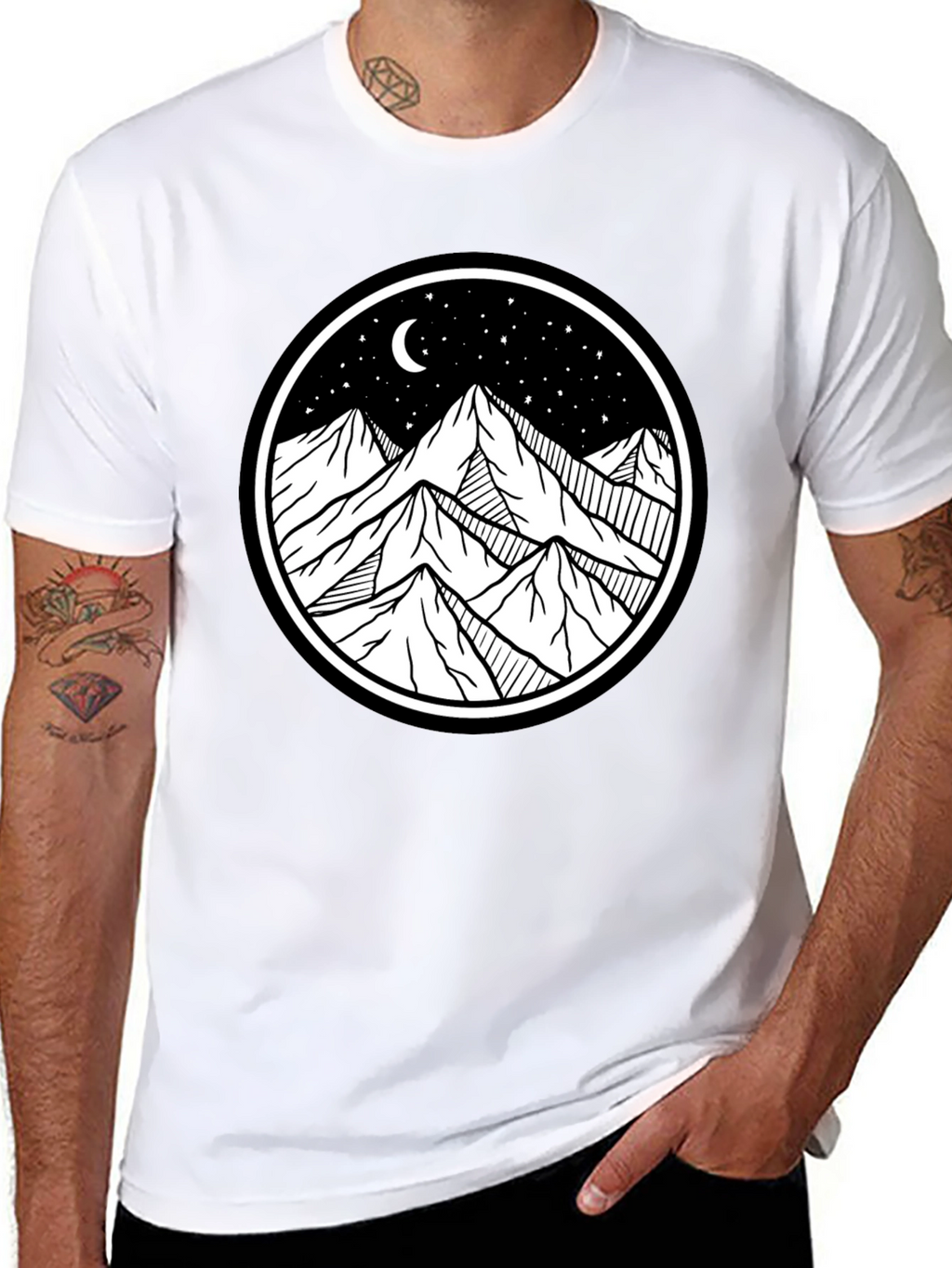 Mountain Scene Graphic Tee - Black