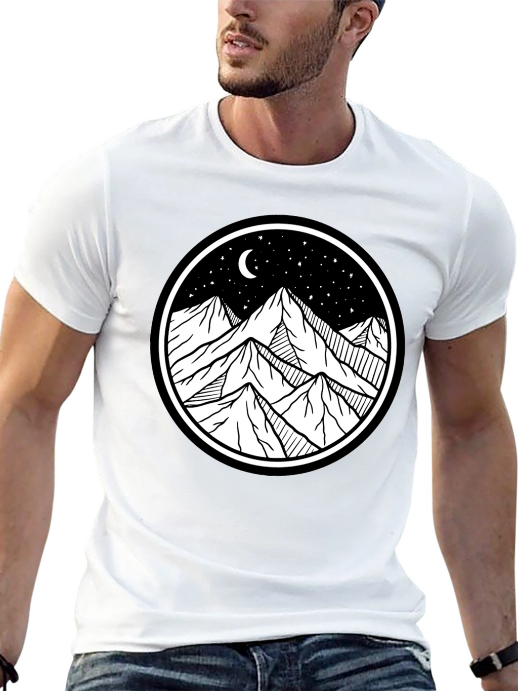 Mountain Scene Graphic Tee - Black