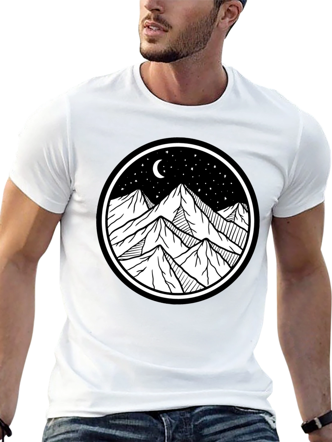 Mountain Scene Graphic Tee - Black