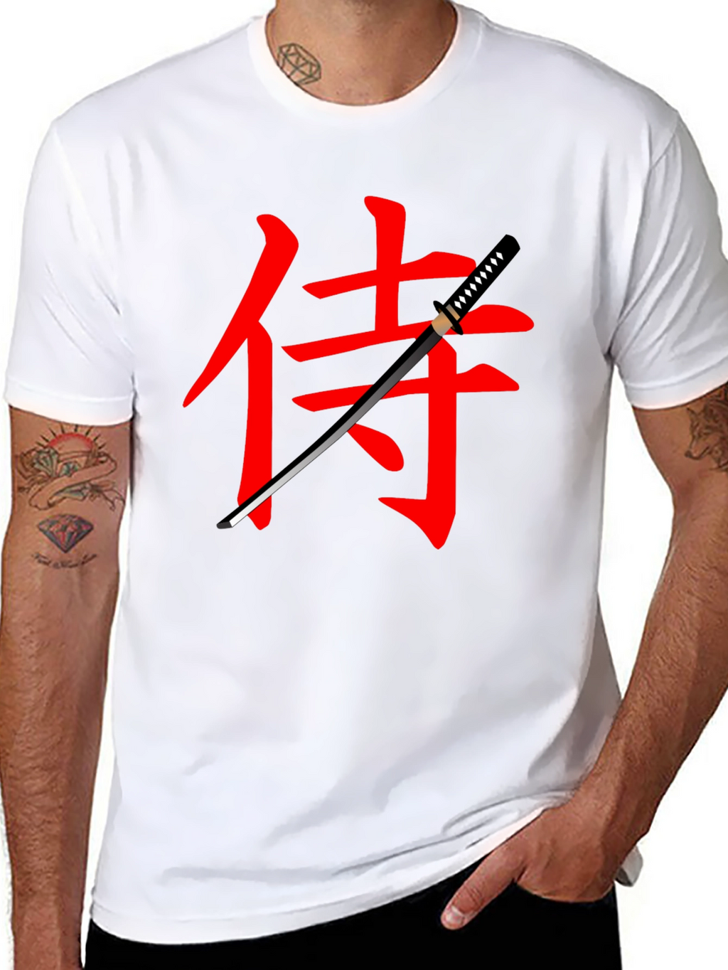 Samurai Katana Graphic Tee - Black