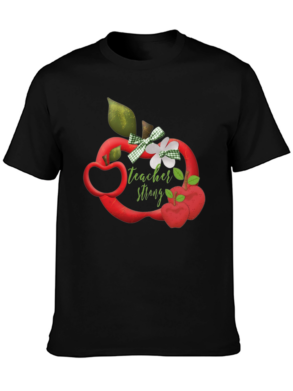 Teacher Strong Apple Graphic Tee - Black