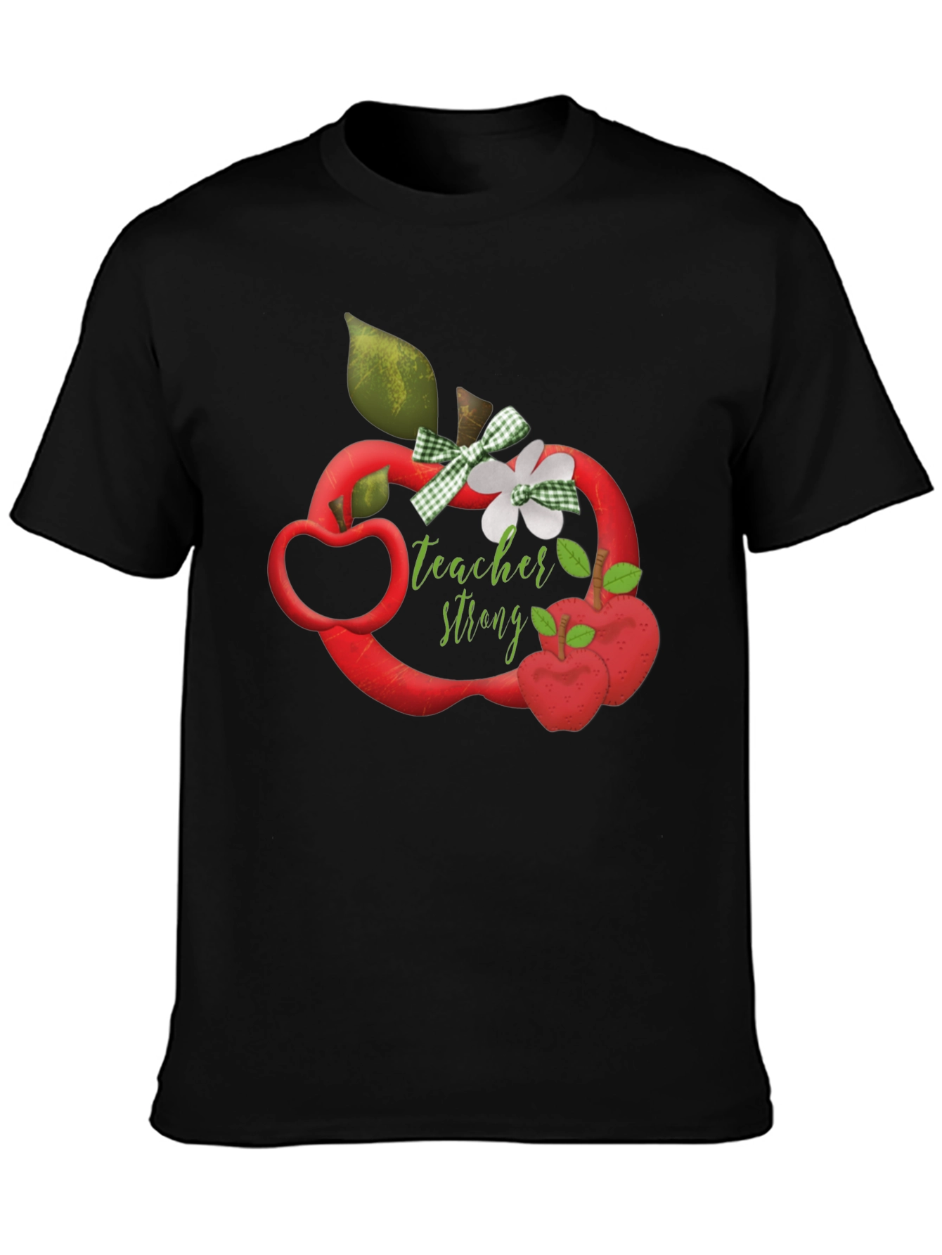Teacher Strong Apple Graphic Tee - Black